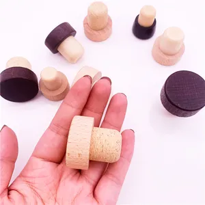 Wholesale Cheap Price Perfume Glass Wine Bottle Stopper Wooden Hat Polymer Plug
