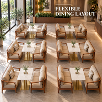 Canapé lounge, canapé à structure en bois ouvert avec coussin lombaire pour hall d'hôtel, salle de banquet, café, pizzeria, cuisine, bar à sushis