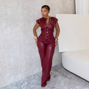 <span class=keywords><strong>Tuta</strong></span> da <span class=keywords><strong>Donna</strong></span> in <span class=keywords><strong>Pelle</strong></span> PU Senza Maniche, Sexy e Casual, Nuova Moda Invernale 2026, Vendita all'Ingrosso - Product Image 1