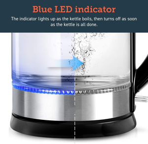 Hervidor Eléctrico Inalámbrico de Vidrio de 2.0L con LED, Apagado Automático, Protección Contra Ebullición en Seco, Clase de Eficiencia Energética, Base Giratoria de 360° - Product Image 3