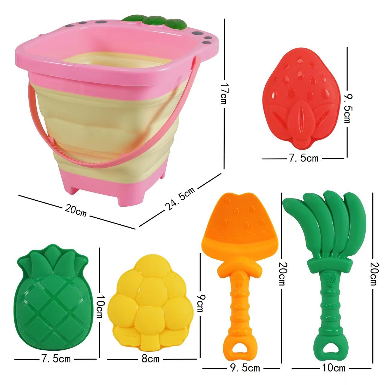 Pink folding bucket net bag 6-piece set