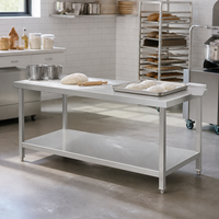 Commercieel werktafel van 201 roestvrij staal, gepolijste afwerking, zelfreinigende coating, op maat gemaakte keuken