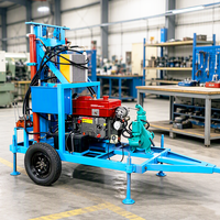 Machine de forage de puits d'irrigation pour petites exploitations agricoles, 35 CV, diesel, remorquable, sur roues, hydraulique, rotative, certifiée CE