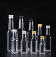 Bouteille en plastique PET transparente mini de 25 ml avec bouchon en aluminium pour alcool, vin, liqueur, jus, bière