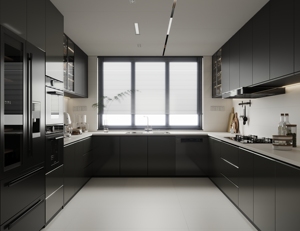 Gabinetes de <span class=keywords><strong>Cocina</strong></span> Modernos de Madera, Duraderos y de Lujo, Gabinetes de <span class=keywords><strong>Cocina</strong></span> Negros con Encimeras - Product Image 6