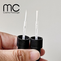 N09J Flacon souple en plastique noir pour vernis à ongles Gel Art Linner Drawing Nails Point Glue 12ml avec pinceau et capuchon d'aiguille 3 en 1