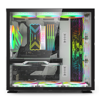Gabinete-funda atx de alto rendimiento para gamer, panel frontal de malla, funda completa de vidrio templado, para ordenador