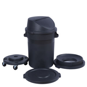 Food Safe Design Resists Cracking Nesting Shape Round Gray Kitchen Storage Waste Trash Can Container Bins with Lid for Rubbish