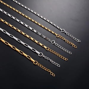Pulsera de Cadena de Acero Inoxidable, Chapada en Oro, Tono Plateado, Diseño Clásico de Eslabones, Joyería Unisex, Pulseras Geométricas de Metal - Product Image 1