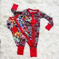 Pyjamas en viscose de bambou personnalisés en gros, barboteuses bébé en bambou bio à double fermeture éclair, vêtements de nuit pour bébés et jeunes enfants en bambou
