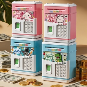 Hucha infantil <span class=keywords><strong>de</strong></span> plástico con sensor <span class=keywords><strong>de</strong></span> huellas dactilares simulado, <span class=keywords><strong>caja</strong></span> ATM <span class=keywords><strong>de</strong></span> dibujos animados con contraseña y enrollamiento automático <span class=keywords><strong>de</strong></span> dinero, transfronteriza - Product Image 2
