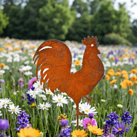 Décoration de jardin ornementale en métal rouillé en forme de coq, de chien, de ballon de football ou de marchepied, personnalisable, modèle 2026, best-seller