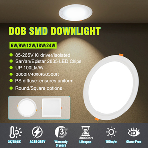 Lámpara LED de Techo Empotrada o de Superficie, Redonda o Cuadrada, de 3W, 6W, 9W, 12W, 18W, 24W, para Sala de Estar u Oficina - Product Image 4