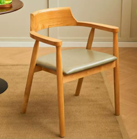 Chaise de style scandinave avec structure à mortaise et tenon, fauteuil de salle à manger avec dossier, chaise de salle à manger en PU et bois