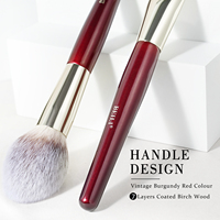 Ensemble de pinceaux de maquillage pour cheveux végétaliens de luxe 15 pièces Bourgogne Rouge Manche en bois Personnalisation Fond de teint Poudre Blush Kit de pinceaux