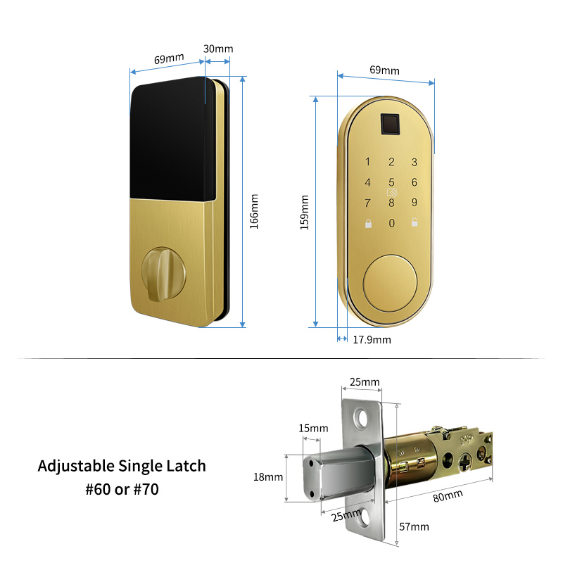 Automatic Keyless WiFi BLE APP Electronic Digital Classic Smart Lock with Touch-Screen Keypad Deadbolt