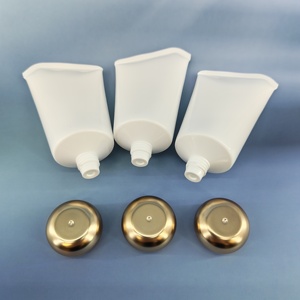 Luxury Cosmetic Containers 60ml White Custom <b>Tube</b> With Gold Ball Screw Cap 7Shape End Sealed <b>Tube</b> For Hand Cream - Product Image 3