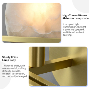 Brass Alabaster Wall Lamp Natural Stone Modern Luxury Nordic <b>Sconce</b> Bedroom Bedside Hotel Villa Factory Wholesale High-end <b>Light</b> - Product Image 4