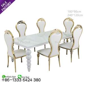 Sillas de Acero Inoxidable Doradas de Lujo para Bodas, Sillas de Metal con Respaldo Alto para Eventos, Mesas y Sillas para Eventos al Aire Libre - Product Image 4