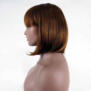 Perruque Courte Droite Bob Synthétique Sans Lacet, Entièrement Faite à la Machine, Double Trame, Tendance, Nouvelle Collection UMS en Promotion - Product Image 5