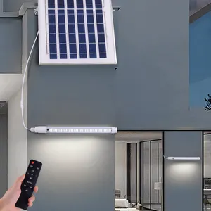 新款120W家用超亮户外防水荧光灯管遥控太阳能花园壁灯发光二极管太阳能灯管