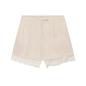 SHENZHU <span class=keywords><strong>Femme</strong></span> Nouveauté Été 2026 Shorts Décontractés <span class=keywords><strong>Chic</strong></span> et Tendance en Dentelle Taille Haute Unis Plissés pour <span class=keywords><strong>Femme</strong></span> - Product Image 1
