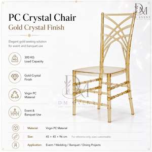 Elegante Silla Chiavari de PC Color Champán con Respaldo Decorativo Desmontable para Bodas, Banquetes y Eventos, Proveedor Mayorista - Product Image 3