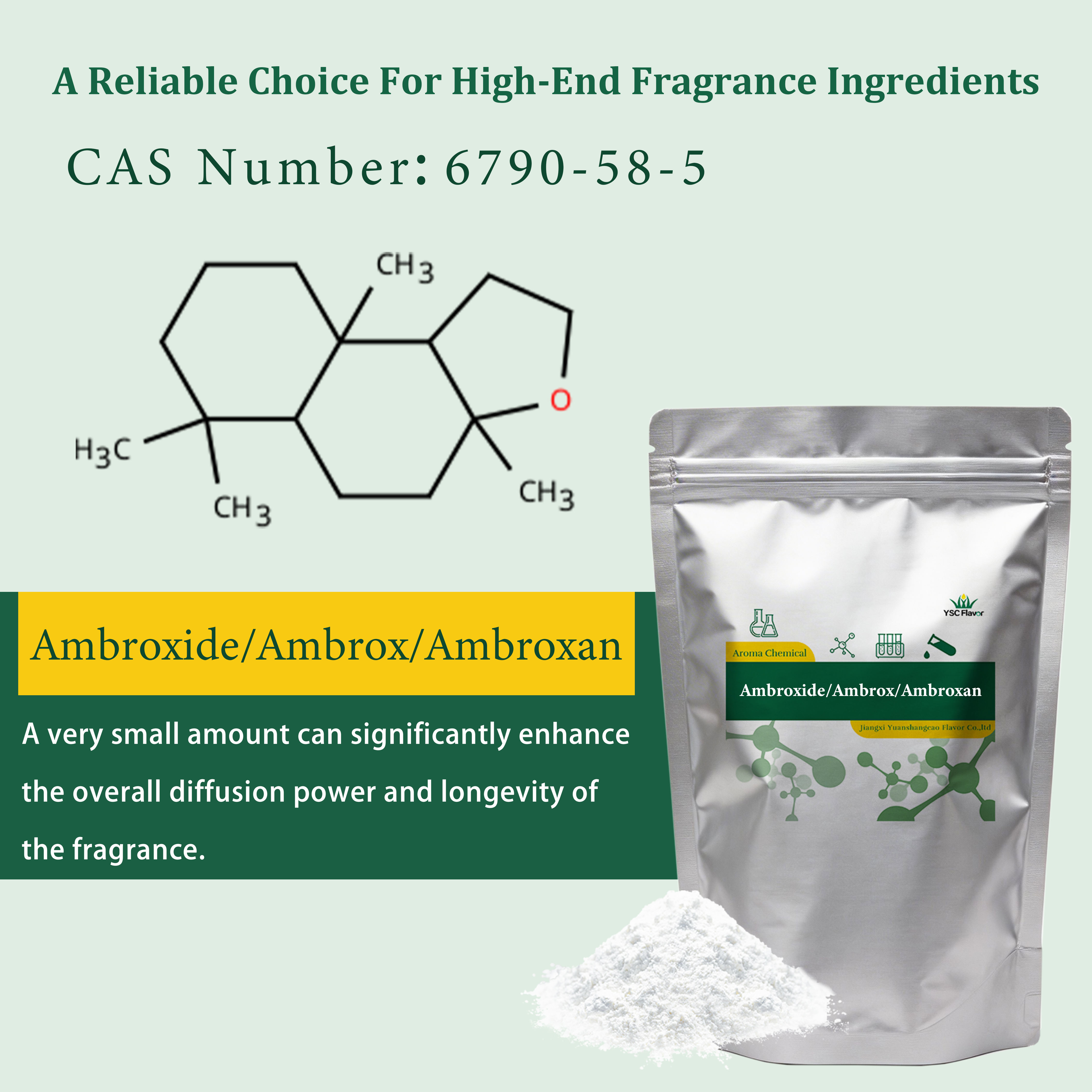 Top Grade Perfume Making Ambroxan (Type) Fragrance Powder - 99% Pure (-)- Ambroxide Crystal, CAS 6790-58-5, C16H28O | Bulk 1kg