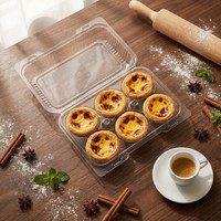 Boîte d'emballage alimentaire en PET de qualité alimentaire pour tartelettes aux œufs, boîte d'emballage jetable en blister avec cavités, boîte d'emballage alimentaire empilable