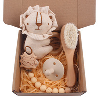 4 pièces Super Soft Rabbit Rattles chaîne de sucette Shower Bib Gift Set Box Baby Birth Gift Gift Set