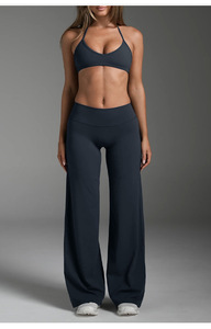 2026 New Yoga Fitness Workout Gym Active Custom Logo Sports Bra With Flare <b>Leggings</b> Wide-Led Pants Gym Set for <b>Woman</b> - Product Image 4