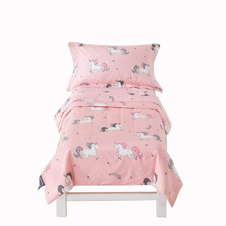 Всесезонный Комплект постельного белья из 4 предметов для малышей с наволочкой и мультяшным принтом, пододеяльник из 100% хлопка