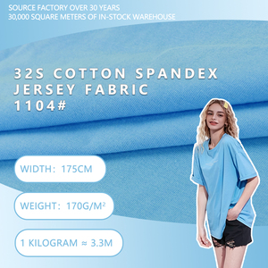 Tissu jersey simple en coton et élasthanne 32S, largeur 175 cm, 170 g/m², extensible, tricoté uni, pour t-shirts et vêtements de mode - Product Image 2