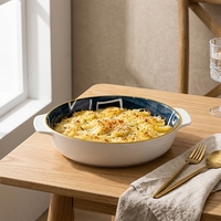Bol de service en porcelaine de style japonais personnalisé, à double anse, pour four et table, écologique, compatible micro-ondes, 9 et 10,5 pouces