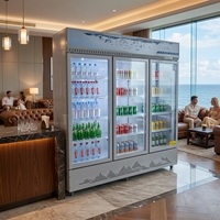Réfrigérateur commercial à trois portes, refroidi par air, pour boissons, réfrigérateur vertical, vitrine réfrigérée pour vin, congélateur pour supermarché