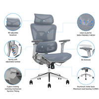 Chaise de bureau ergonomique optimale inclinable en maille pour ordinateur, pivotante, en aluminium, pour directeur exécutif
