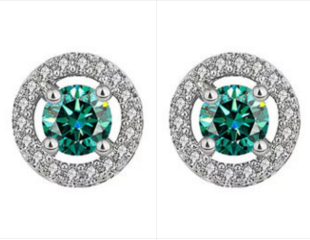 Clous d'oreilles (moissanite verte)