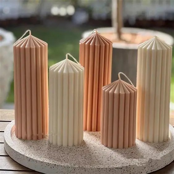 Huaming Personalizado Grande Aniversário Romântico Casamento Piso Unscented Marfim Colunar Pillar Vela Bulk Ribbed Grosso Pilar Velas