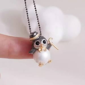 31329 Pendentif DIY pour femme, style pingouin vide, en argent S925, pour perles de 10-12 mm, accessoires de support pour pendentifs et breloques en perles - Product Image 1