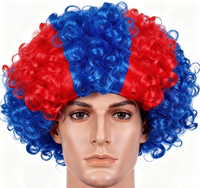 Perruque Afro pour supporters de sport, idéale pour les matchs de football, les défilés de carnaval, les fêtes d'Halloween, les cosplay et comme accessoire photo. Vente en gros.