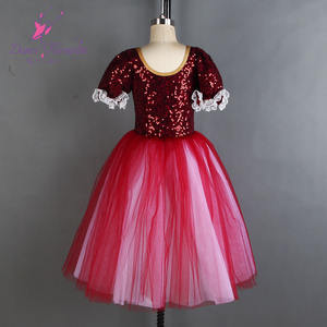 Vente chaude costume de danse de ballet manches bouffantes robe en dentelle à paillettes <span class=keywords><strong>jupe</strong></span> <span class=keywords><strong>tutu</strong></span> romantique 19846 - Product Image 4