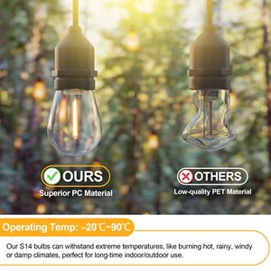 Bombilla LED de Filamento Edison S14, Luz Blanca Cálida 2700K, Transparente, <span class=keywords><strong>E27</strong></span>, Lustre Personalizado, para Jardín, Exterior, Guirnaldas, con Control Remoto - Product Image 6