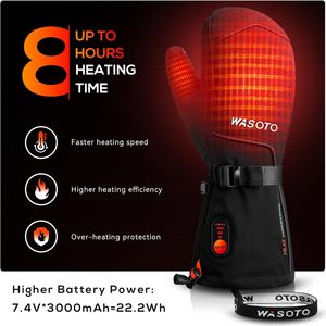 Wasoto mitaines chauffantes batterie gants de <span class=keywords><strong>ski</strong></span> mitaines électriques rechargeables pour <span class=keywords><strong>ski</strong></span> camping randonnée arthrite mains hommes femmes - Product Image 2