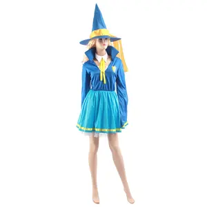 Desain baru kostum gadis sekolah biru yang layak untuk semua pesta