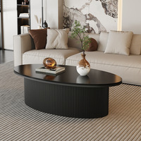 Table basse ovale de salon dessus en pierre frittée blanche et Table basse moderne en bois Tables basses