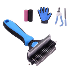 Profissional Double Side Hair Removal <span class=keywords><strong>Dog</strong></span> <span class=keywords><strong>Grooming</strong></span> Set Pets Scissors Glove Trimmer Cutter Hair Removal Brush for Pet Care - Product Image 2