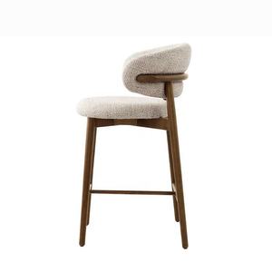 Nordic Modern Design <strong>Dining</strong> <strong>Chairs</strong> Hotel Bar Stool Bar Furniture Fabric Sherpa Wood Luxury Home Kitchen Island High Counter Bar
