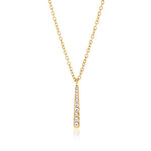 <span class=keywords><strong>Collana</strong></span> J&<span class=keywords><strong>D</strong></span> in acciaio inossidabile placcato <span class=keywords><strong>oro</strong></span> 18K PVD con pendente a goccia classico con strass bianchi - Product Image 6