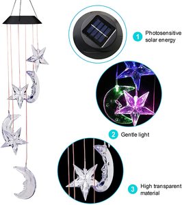 Solar impermeable colorido paisaje <span class=keywords><strong>al</strong></span> aire libre decoración Luna estrellas carillón de viento de la lámpara - Product Image 3