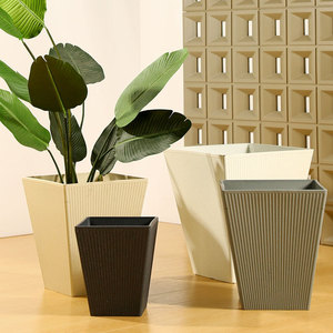 <strong>Square</strong> <strong>Large</strong> Diameter Vertical Stripes Breathable Durable Flower Pot Plant All-match Thickened Indoor Balcony Paradise <strong>Planters</strong> - Product Image 2